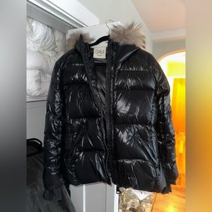 SAM. Black Puffer with Fur hood